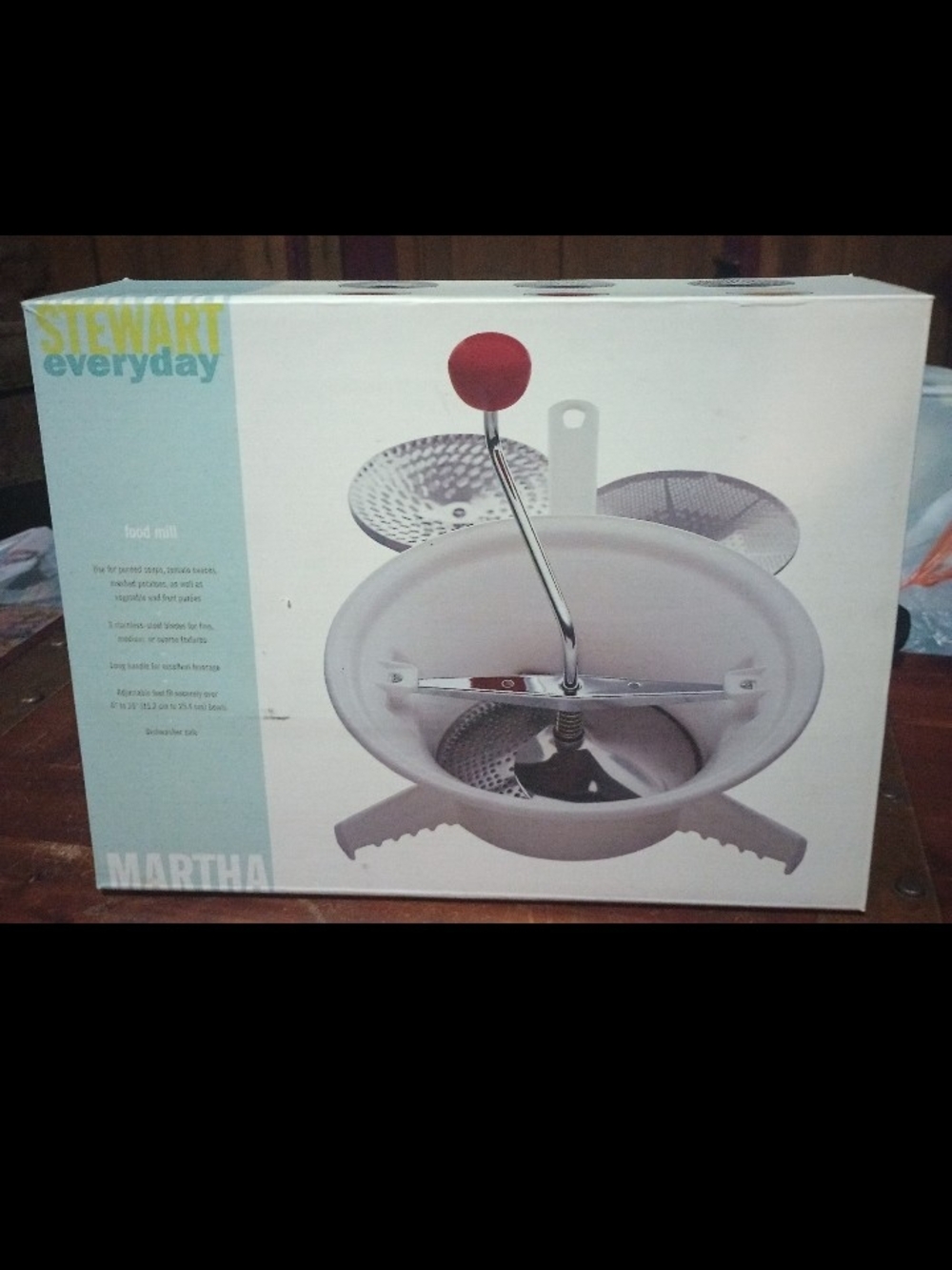Martha Stewart White Food Mill with Red Knob